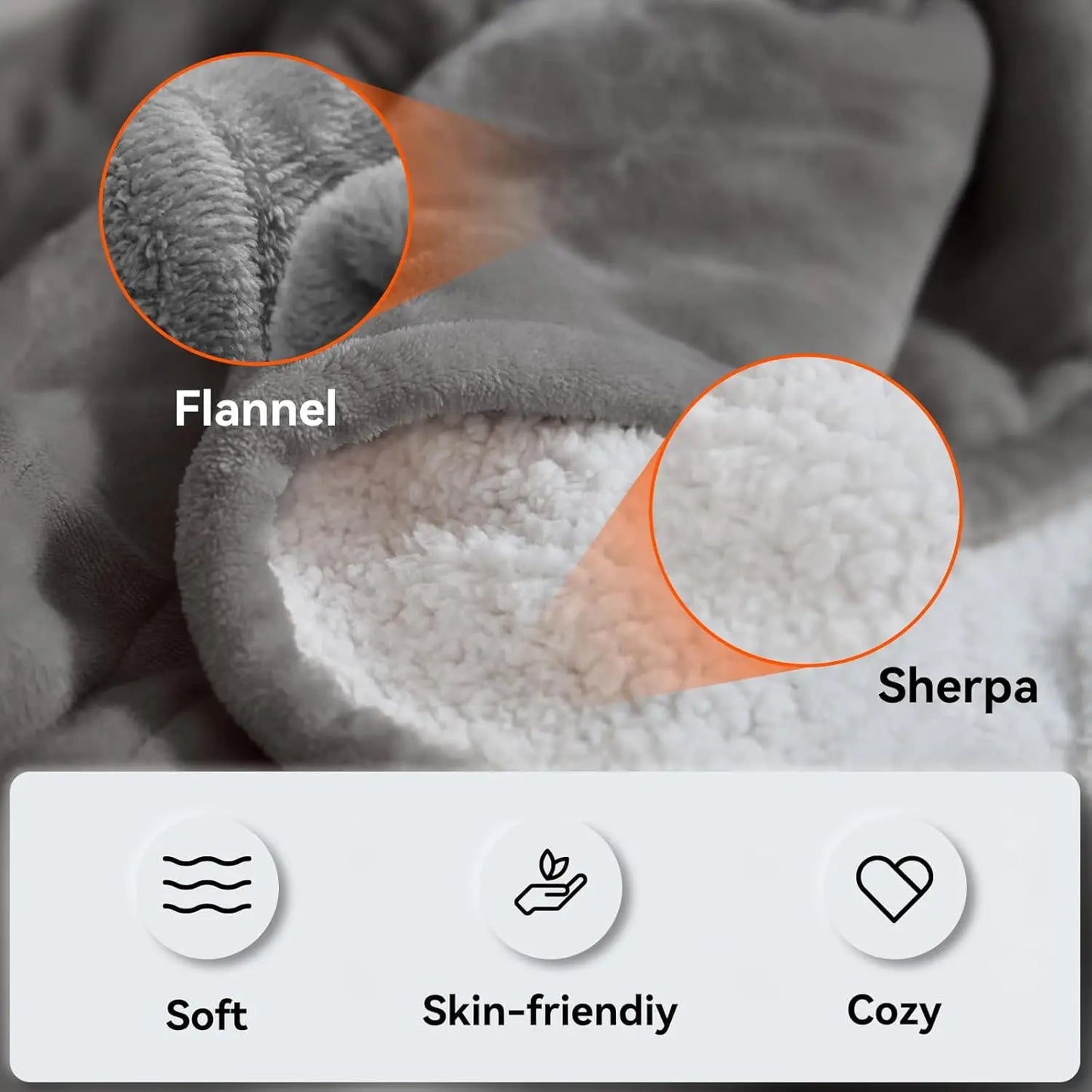 King Size Electric Blanket with Dual Control, 10 Heat Levels & Auto Shut-Off, Machine Washable Gray