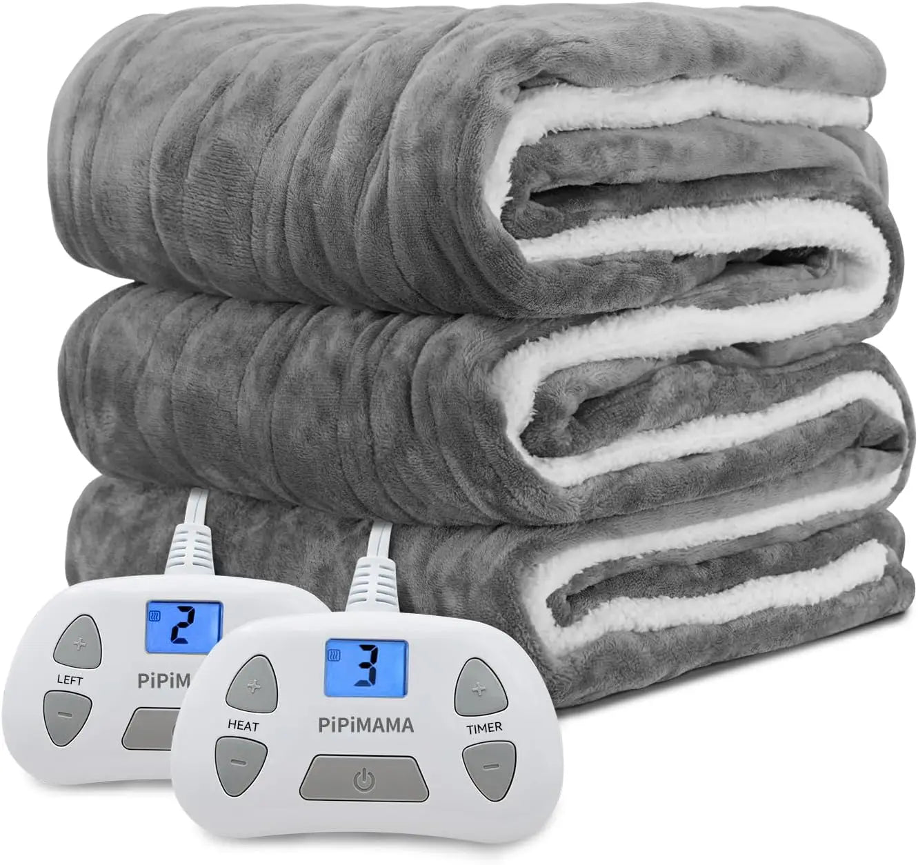 King Size Electric Blanket with Dual Control, 10 Heat Levels & Auto Shut-Off, Machine Washable Gray